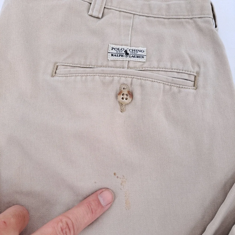 Polo Ralph Lauren Chino Pants Mens 36x30 Cotton Khaki Pleated Straight Leg Tan - Picture 2 of 11